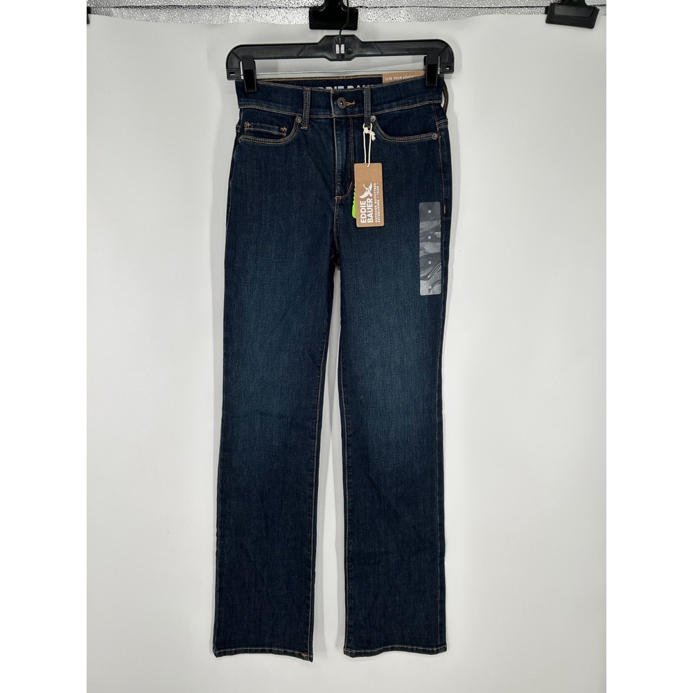 Eddie Bauer Voyager Bootcut Curvy Jeans Flare Womens 0 Dark Wash High Rise 24x32